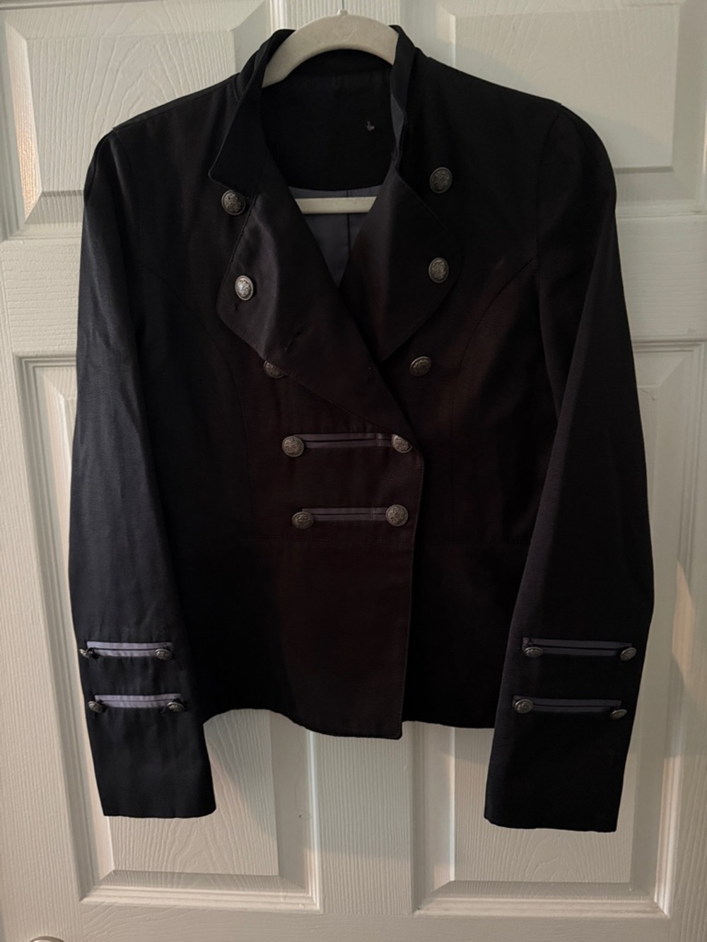Women’s Black Military-Style Double-Breasted Jacket